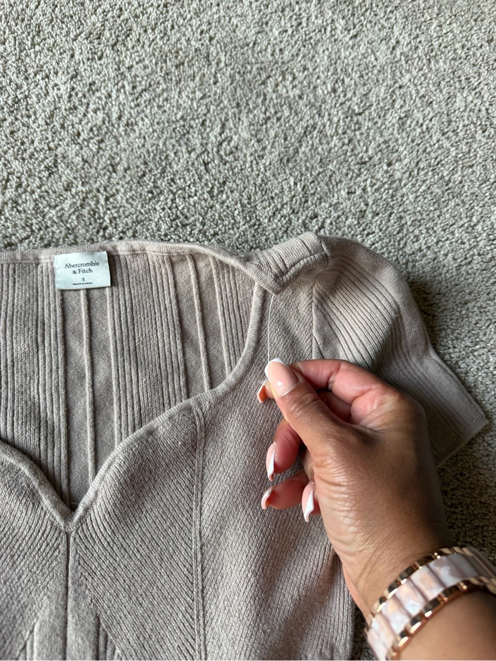 Abercrombie & Fitch Neutral Ribbed Scoop-Neck Bodysuit - Picture 6 of 6
